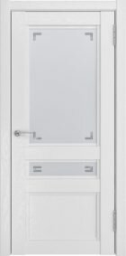 Межкомнатная дверь K-2 Белый снег, ПО (стекло пескоструй с гравировкой)