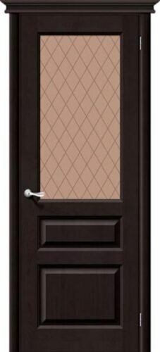 Межкомнатная дверь из массива "М5" Остекленная (темный лак)