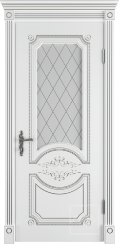 Межкомнатная дверь "Milana 3D" ДО белая эмаль патина серебро